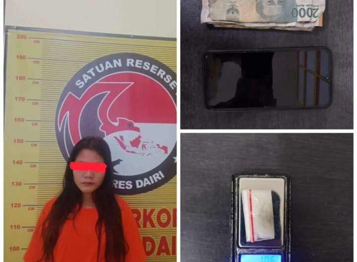 Tersangka dan Barang Bukti diamankan di Sat Res Narkoba Polres. Dairi. Foro: Dok. Polres Dairi.
