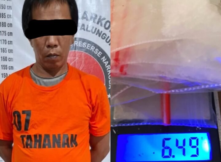 Barang bukti dan tersangka diamankan Sat Narkoba Polres Simalungun. Foto: Instagram Polres Simalungun.