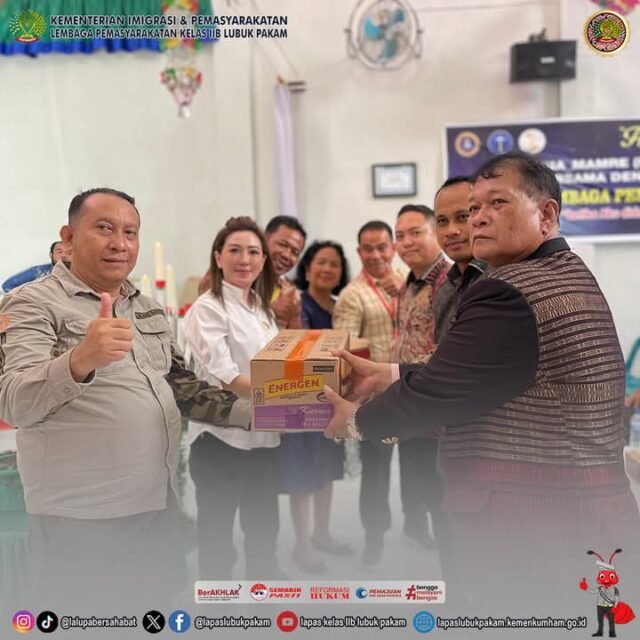 Lapas Kelas IIB Lubuk Pakam saat menerima Kunjungan dari GBKP Yayasan Roda Kebajikan Peduli. Foto: Istimewa.