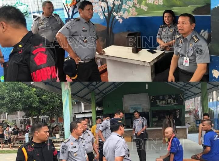 KPLP Lapas Kelas IIA Binjai dan Jajaran saat melakukan kontrol di Blok Hunian Warga Binaan Pemasyarakatan. Foto: Dok. Lapas Binjai.