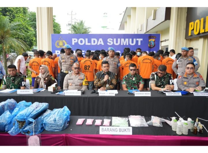 Konferensi Pers Tindak Pidana Narkoba di Mapolresta Medan. Foto: Istimewa.