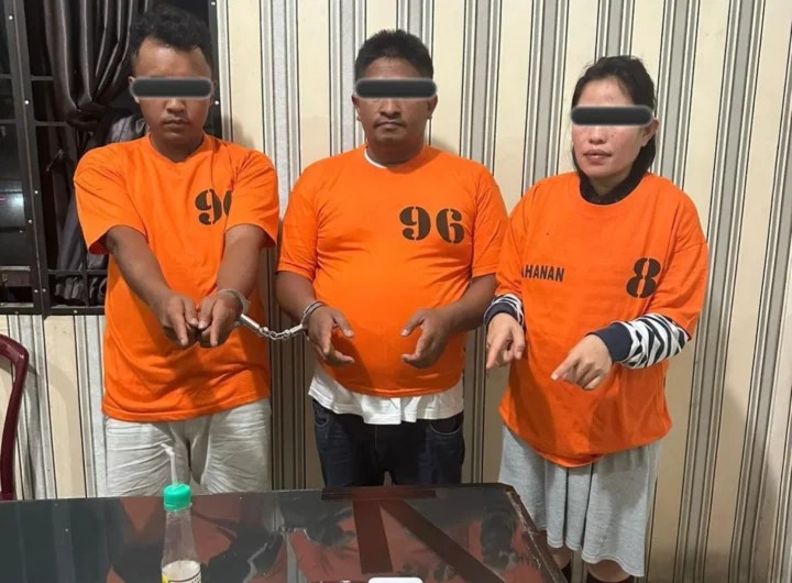 Ketika Tersangka dan Barang Bukti di Polres Tanah Karo, Sumatera Utara. Foto: Humas Polres Tanah Karo.