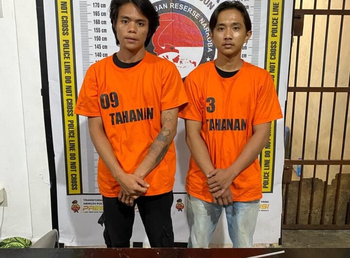 Kedua tersangka dan barang bukti di tahan di Polres Simalungun. Foto: Humas Polres Simalungun.