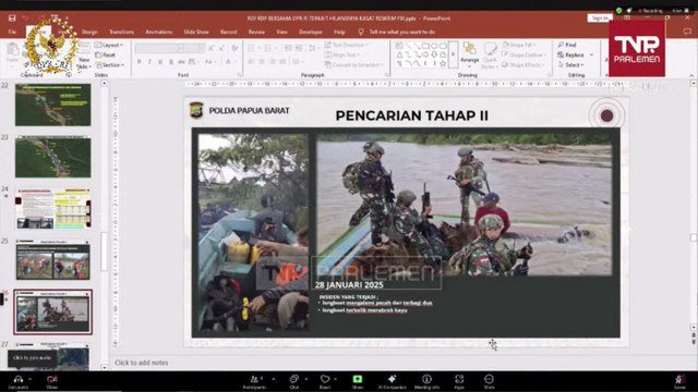 Proses pencarian Kasat Reskrim Polres Teluk Bintuni, Iptu Tomi Samuel Marbun, saat dinyatakan hilang. Foto: YouTube/ TVR Parlemen