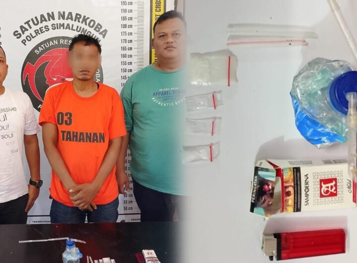 Tersangka dan barang bukti sabu. Foto: Humas Polres Simalungun.