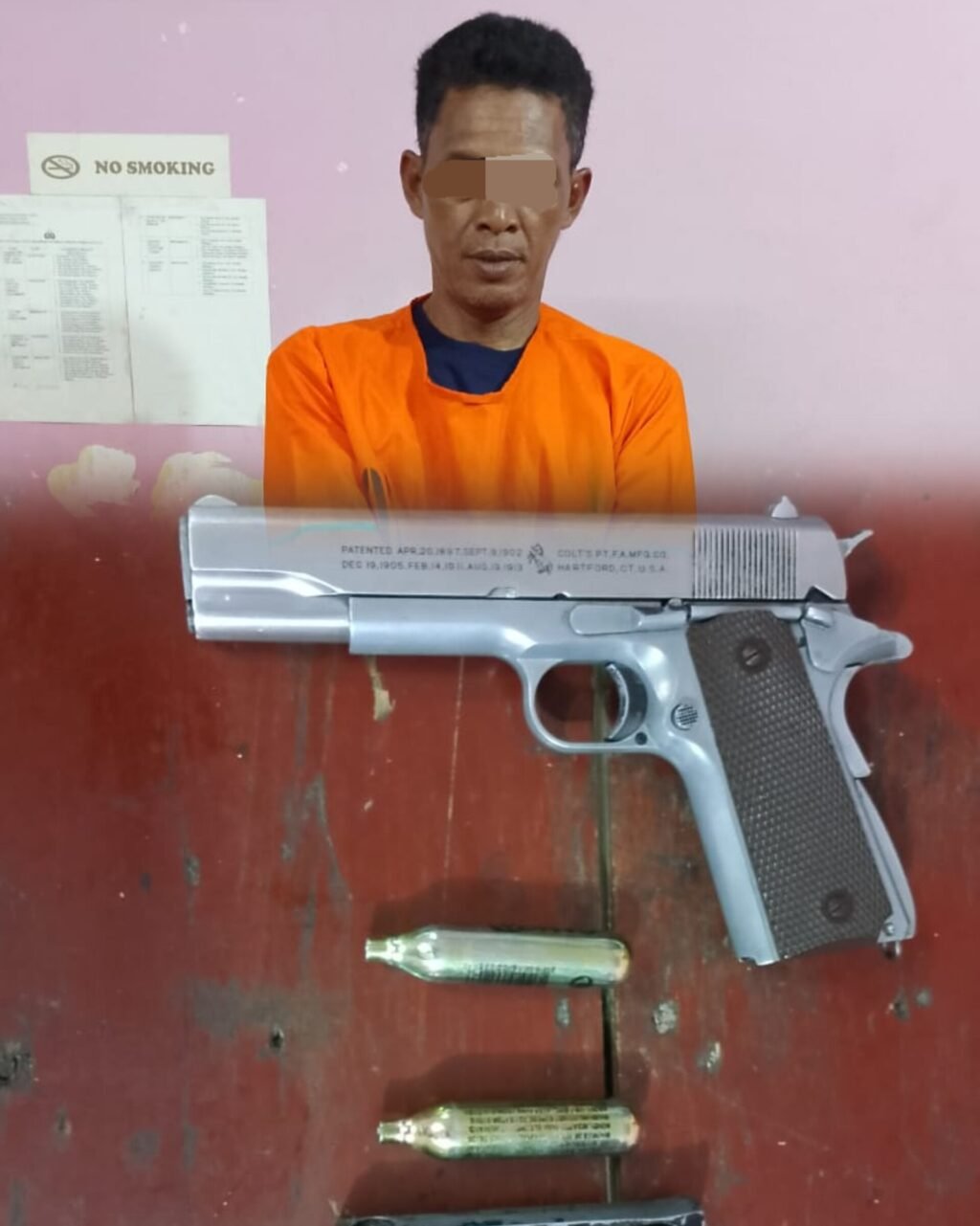 Pria pemilik senjata Api dan ancam istri ditangkap Polres Simalungun. Foto: Humas Polres Simalungun.