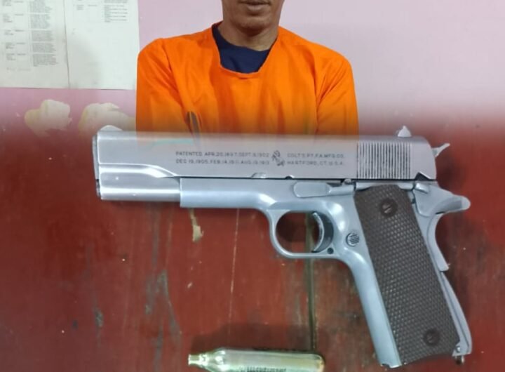 Pria pemilik senjata Api dan ancam istri ditangkap Polres Simalungun. Foto: Humas Polres Simalungun.