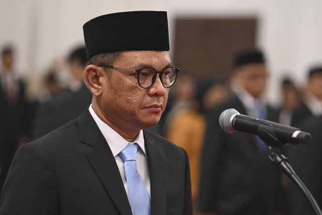 Tubagus Ace Hasan Syadzily mengikuti pelantikan dirinya sebagai Gubernur Lembaga Ketahanan Nasional (Lemhannas) di Istana Negara, Jakarta, Selasa (22/10/2024). Foto: Sigid Kurniawan/ANTARA FOTO