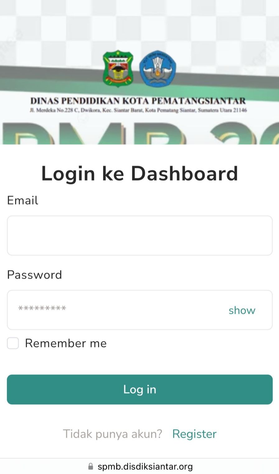 Website Penerimaan Seleksi Pendaftaran Online Penerimaan Peserta Didik Baru (PPDB). Foto: Tim Redaksi.