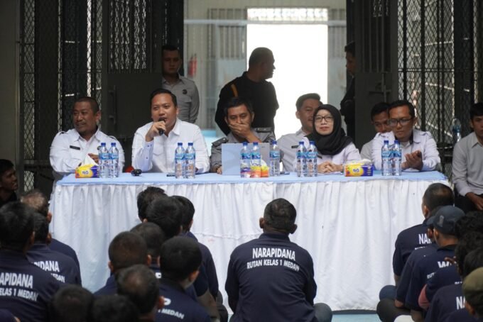 Ratusan Warga Binaan Rutan Medan Saat mengikuti kegiatan Penguatan Hak Asasi Manusia (HAM). Foto: Dok. Rutan 1 Medan.