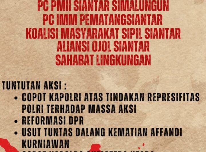 Seruan Aksi dari beberapa Elemen Organisasi Mahasiswa, Masyarakat dan Ojol di Kota Pematangsiantar. Sumber Foto: Fatwa Hasibuan. (Crop Foto: Visiokreatif Pictures)