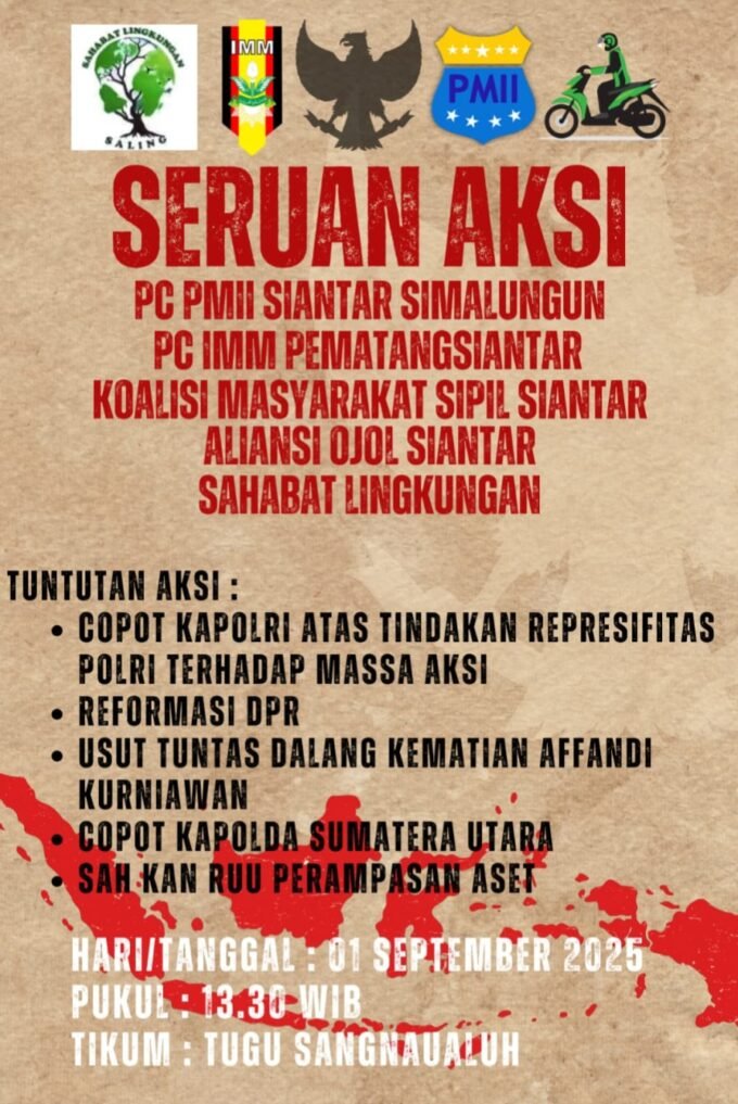 Seruan Aksi dari beberapa Elemen Organisasi Mahasiswa, Masyarakat dan Ojol di Kota Pematangsiantar. Sumber Foto: Fatwa Hasibuan. (Crop Foto: Visiokreatif Pictures)