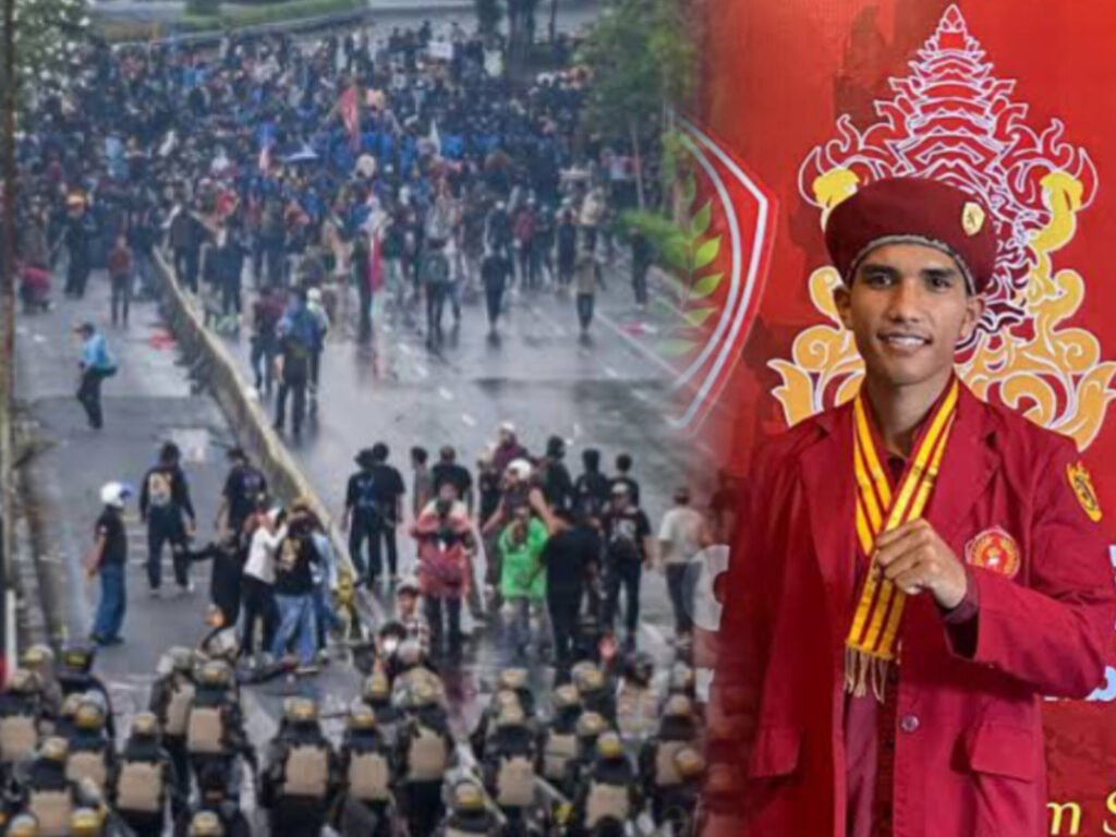 Aksi Unjukrasa di Jakarta yang berujung Ricuh (foto/net). Marulitua Sihombing, Ketua PMKRI Cabang Kota Pematangsiantar. Foto/Kolase: Tim Visiokreatif Pictures.