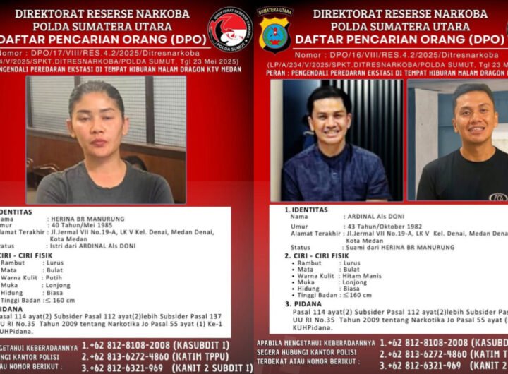 DPO Pasutri Pengendali Narkoba Ekstasi di Dragon KTV Medan. Foto: dok. Ditresnarkoba Polda Sumut. (Kolage: Visiokreatif Pictures)