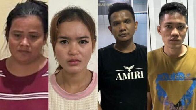 Empat tersangka pelaku Scamming dan dua diantaranya adalah Napi di Lapas Kelas I Medan. Foto: Istimewa.
