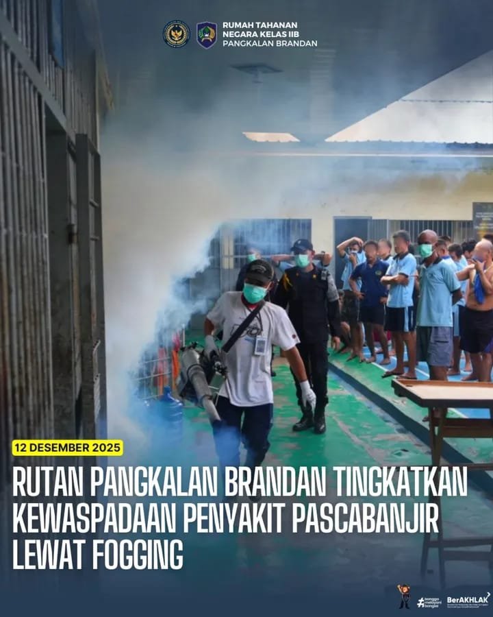 Pasca Banjir Rutan Pangkalan Brandan Lakukan Fogging guna kewaspadaan Penyakit. Foto: Istimewa.