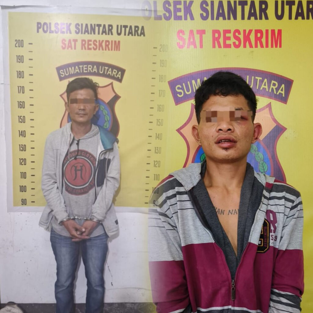 Kedua tersangka Pelaku Pencurian di SN Negeri No. 122365. Foto: Sumber. Humas Polres Pematangsiantar. (Ist)