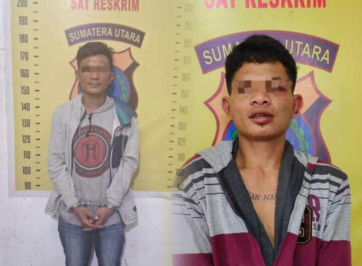 Kedua tersangka Pelaku Pencurian di SN Negeri No. 122365. Foto: Sumber. Humas Polres Pematangsiantar. (Ist)