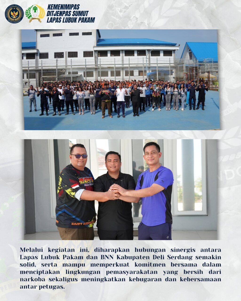 Foto bersama usai Pelaksanaan Olahraga di Lapas Lubuk Pakam. Foto: Dok. Lapas Lubuk Pakam.