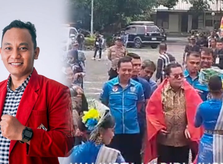Ketua DPC HIMAPSI Pematangsiantar Nico Natanael Sinaga/Prosesi Adat Manghio Walikota Pematangsiantar. Foto: Redaksi.