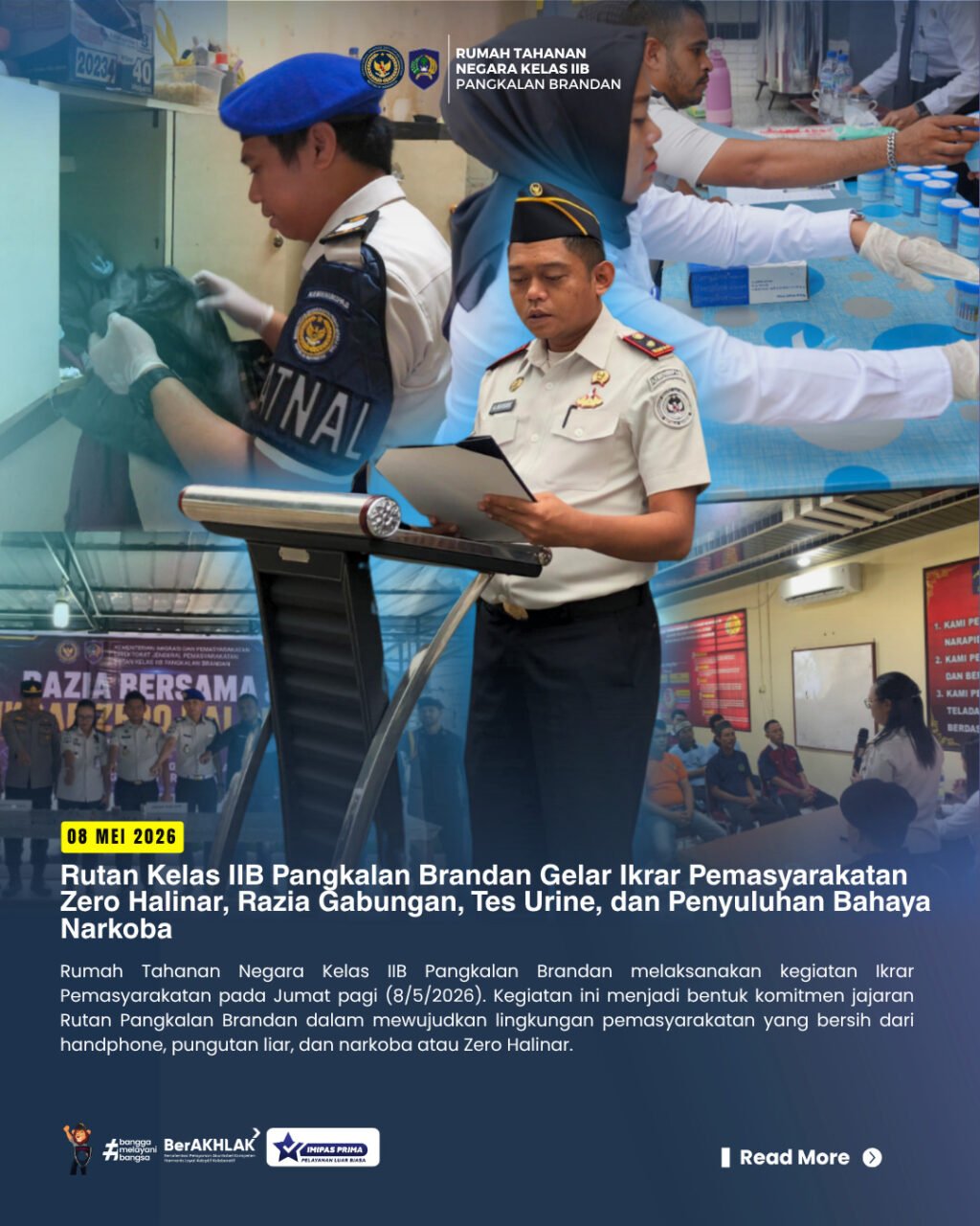 Ikrar Pemasyarakatan Zero Halinar dan Razia Gabungan di Rutan Kelas IIB Pangkalan Brandan. Foto: Instagram @Rutanpbrandan.
