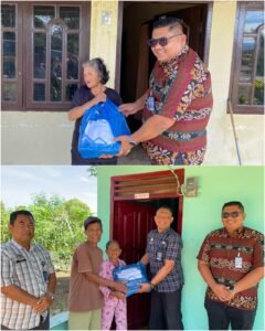 Karutan dan Jajaran rutan Sidikalang salurkan Paket Sembako Kepada warga Sekitar. Foto: Istimewa.