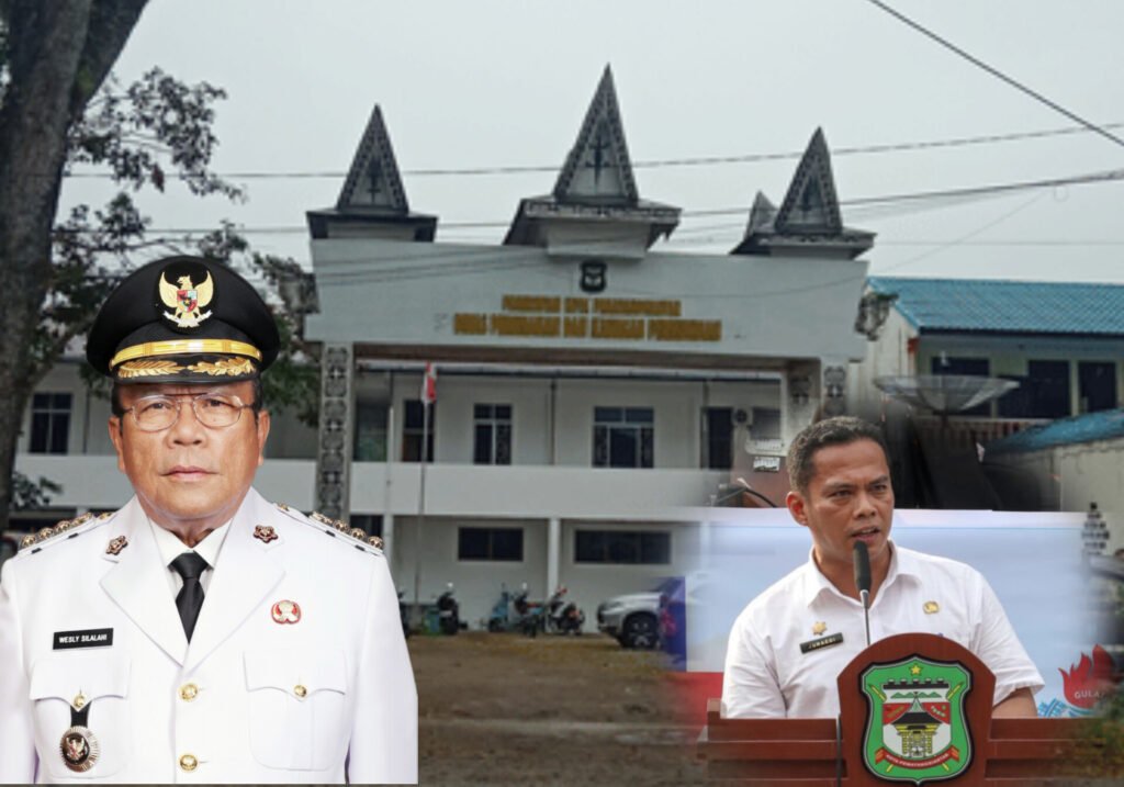 Background (Gedung Eks Rumah Singgah Covid-19). Foto: Wesly Silalahi (Walikota Pematangsiantar) – Junaedi Sitanggang (Sekretaris Daerah). Foto: Ist/net/red.